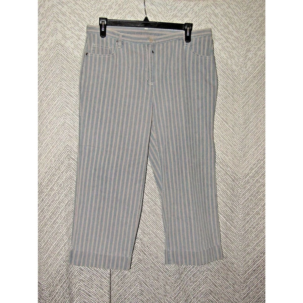c.l.o.t.h.e.s. Women's High Waist Garden Jeans Pink Pinstripe Cuff Pants Cropped